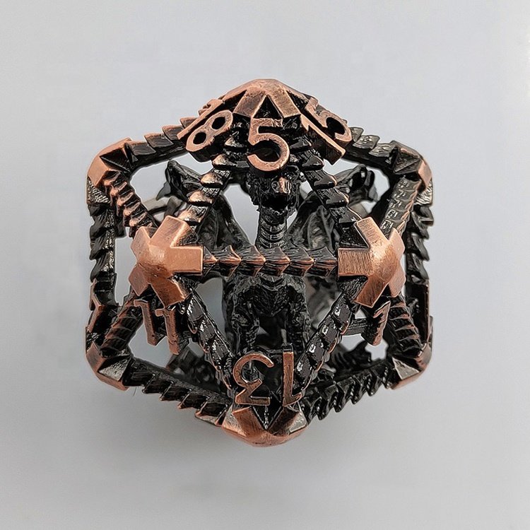 Manufacturer Price D20 Hollow Whole Dragon DND Metal Dice for Table Game