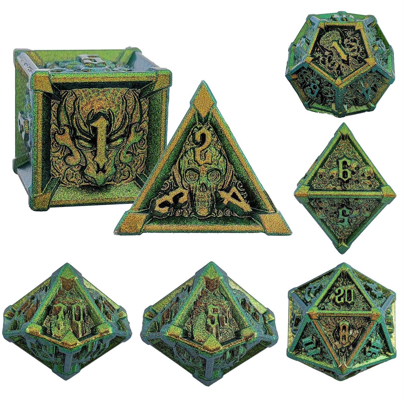 Mini Planet: Exclusive Metal DND Dice Sets, D10, D6, D20 D8 D4 D% Custom Dice for Your Dungeons and Dragons Tavern Adventures