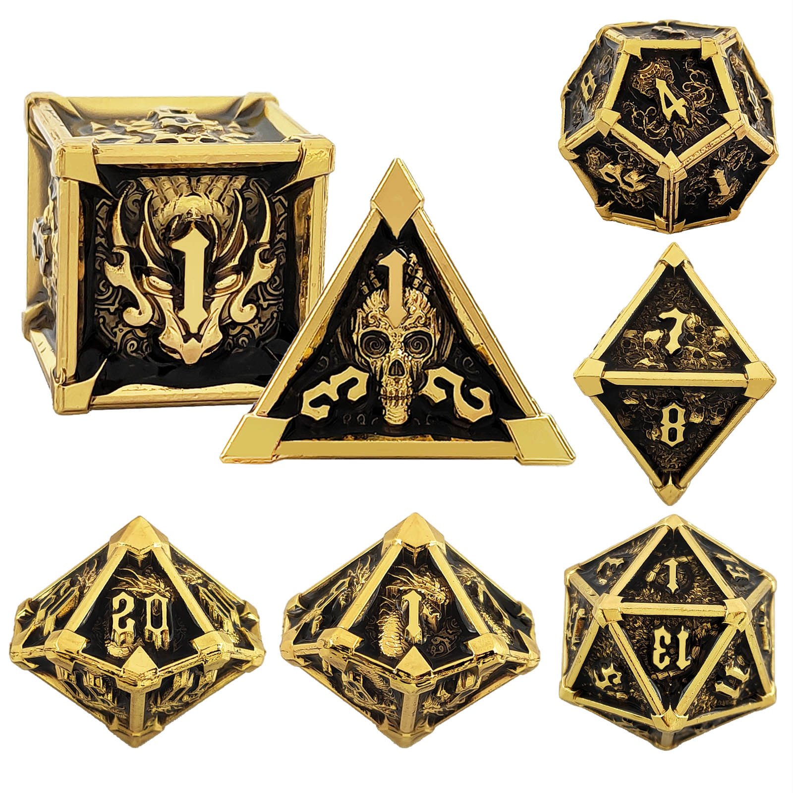 Mini Planet: Exclusive Metal DND Dice Sets, D10, D6, D20 D8 D4 D% Custom Dice for Your Dungeons and Dragons Tavern Adventures