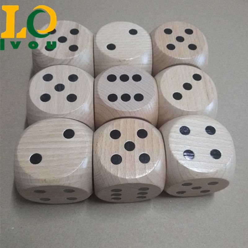 Wholesale Cube Wood Dice custom 6 sided 20mm or 25mm large wooden dice love dice block wooden games for adult kids boys girls