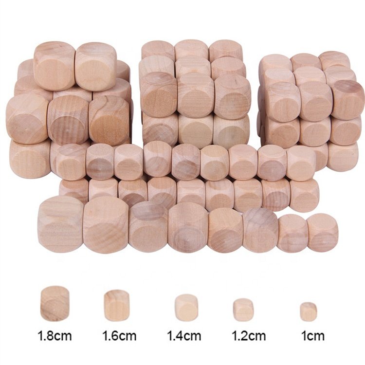 Wooden Blank Six Sided Dices DIY Printing Engraving custom blank dice wood