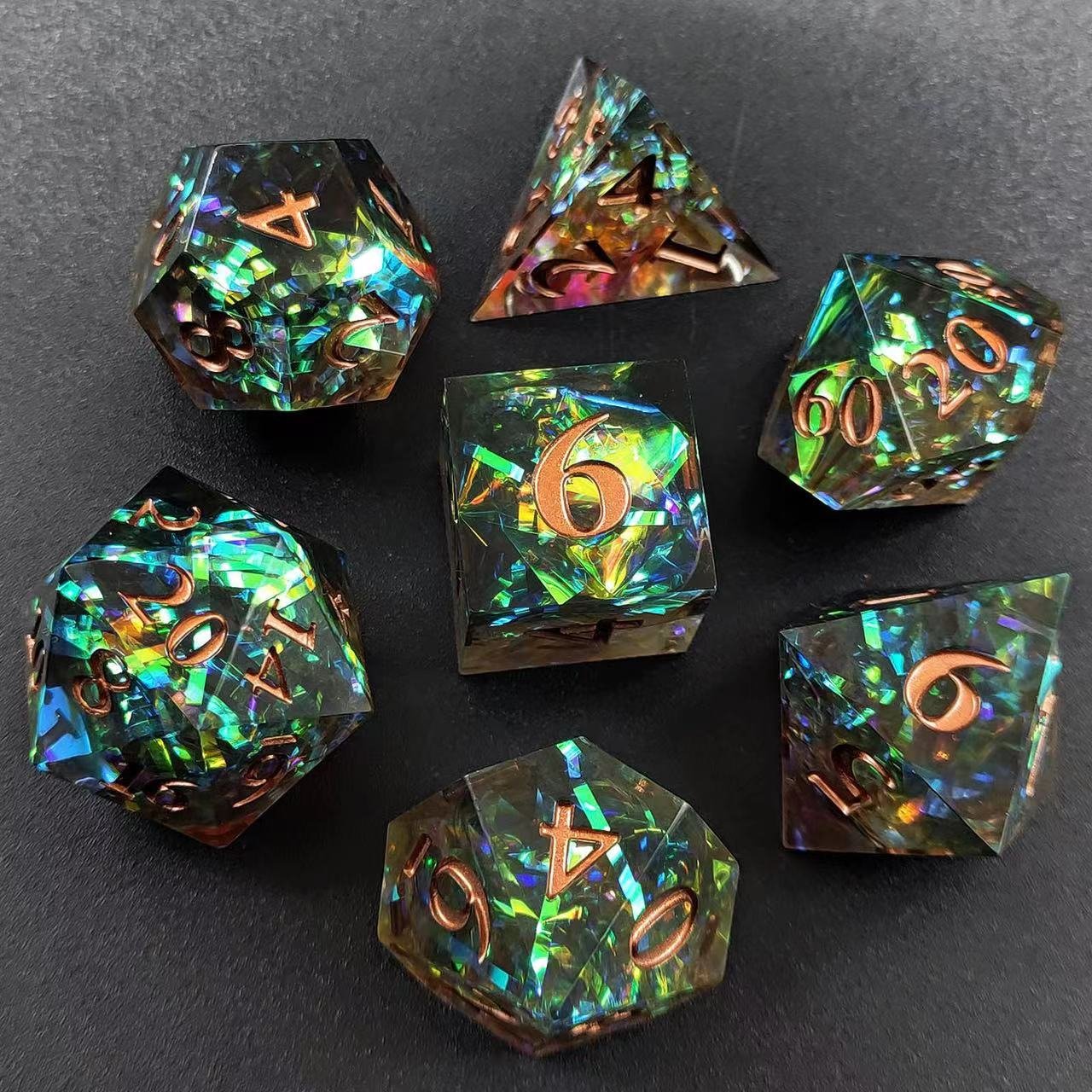 Resin pointy dice DND running group board game Dungeons & Dragons COC board game dice color series can be customized