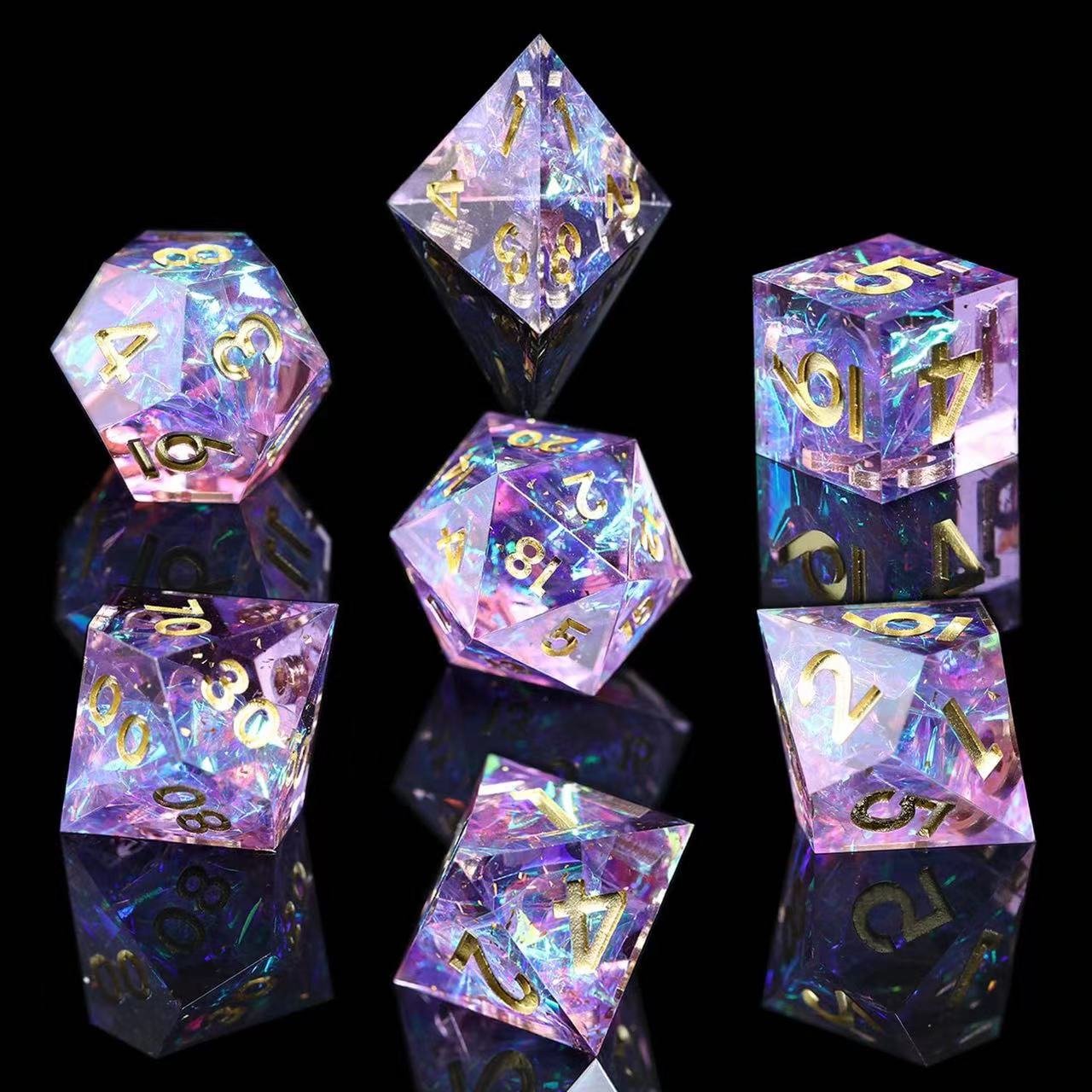 Resin pointy dice DND running group board game Dungeons & Dragons COC board game dice color series can be customized