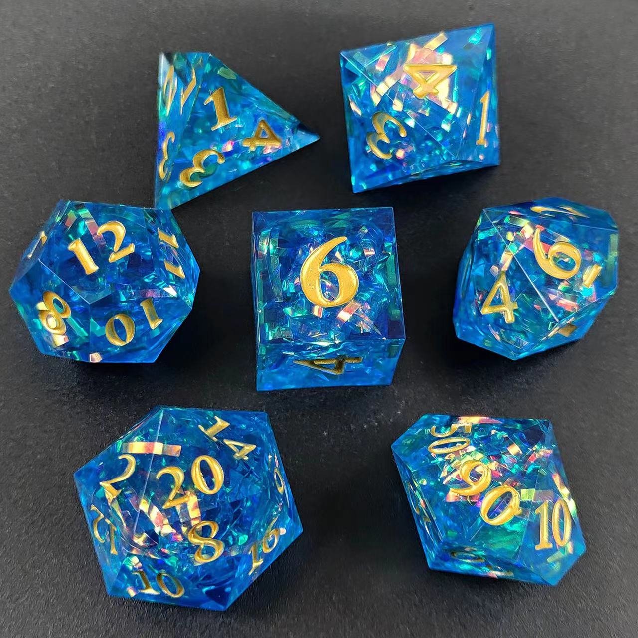 Resin pointy dice DND running group board game Dungeons & Dragons COC board game dice color series can be customized