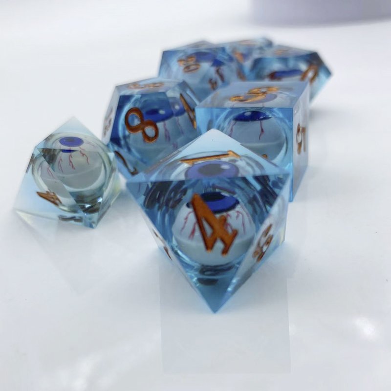 Moveable eyeball Resin dice Polyhedral numbers D6 D20 DND RPG Dungeons & Dragons board game Dice Liquid core can be customized