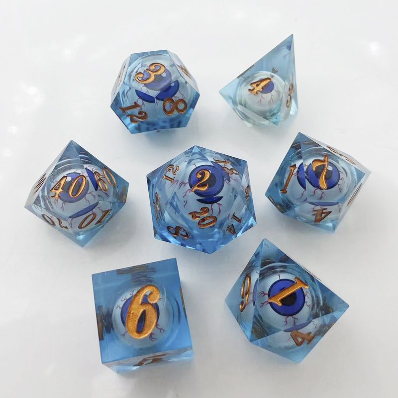 Moveable eyeball Resin dice Polyhedral numbers D6 D20 DND RPG Dungeons & Dragons board game Dice Liquid core can be customized