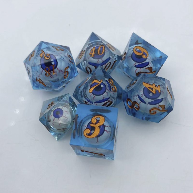 Moveable eyeball Resin dice Polyhedral numbers D6 D20 DND RPG Dungeons & Dragons board game Dice Liquid core can be customized