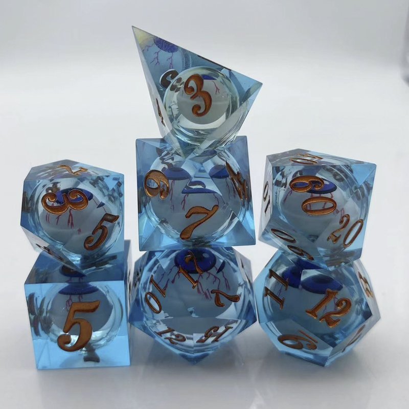 Moveable eyeball Resin dice Polyhedral numbers D6 D20 DND RPG Dungeons & Dragons board game Dice Liquid core can be customized
