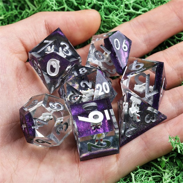 Mini Liquid Core Polyhedron Resin Dice with Sharp Edges Handmade for DND Dungeons & Dragons Board Game Custom Logo Option