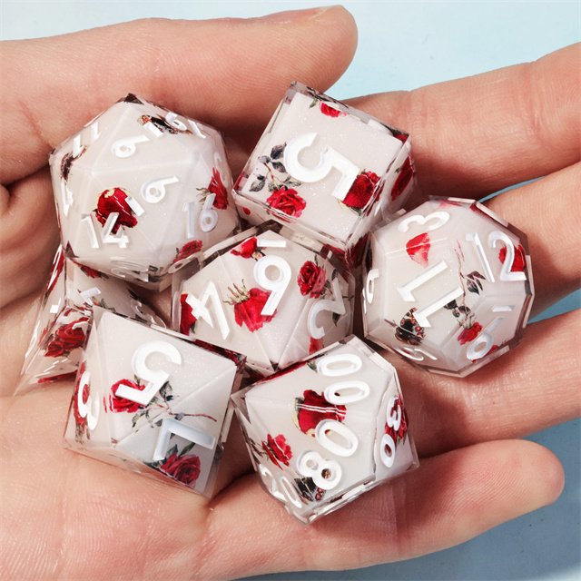 Mini Planet Handmade Resin Dragon and Dungeon Dice Set DND RPG Board Game Sharp Edge Polyhedral Gift Wholesale DND Dice Set
