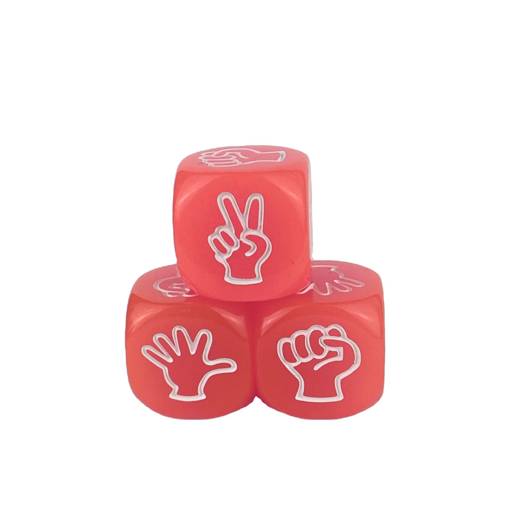 Luminous 20mm Acrylic PMMA Fluorescent Colors 6-Sided Rock Paper Scissors Hand Game D6 Finger Guessing Dice Cube for DND