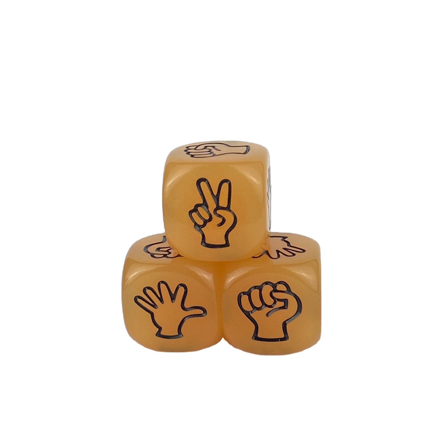 Luminous 20mm Acrylic PMMA Fluorescent Colors 6-Sided Rock Paper Scissors Hand Game D6 Finger Guessing Dice Cube for DND