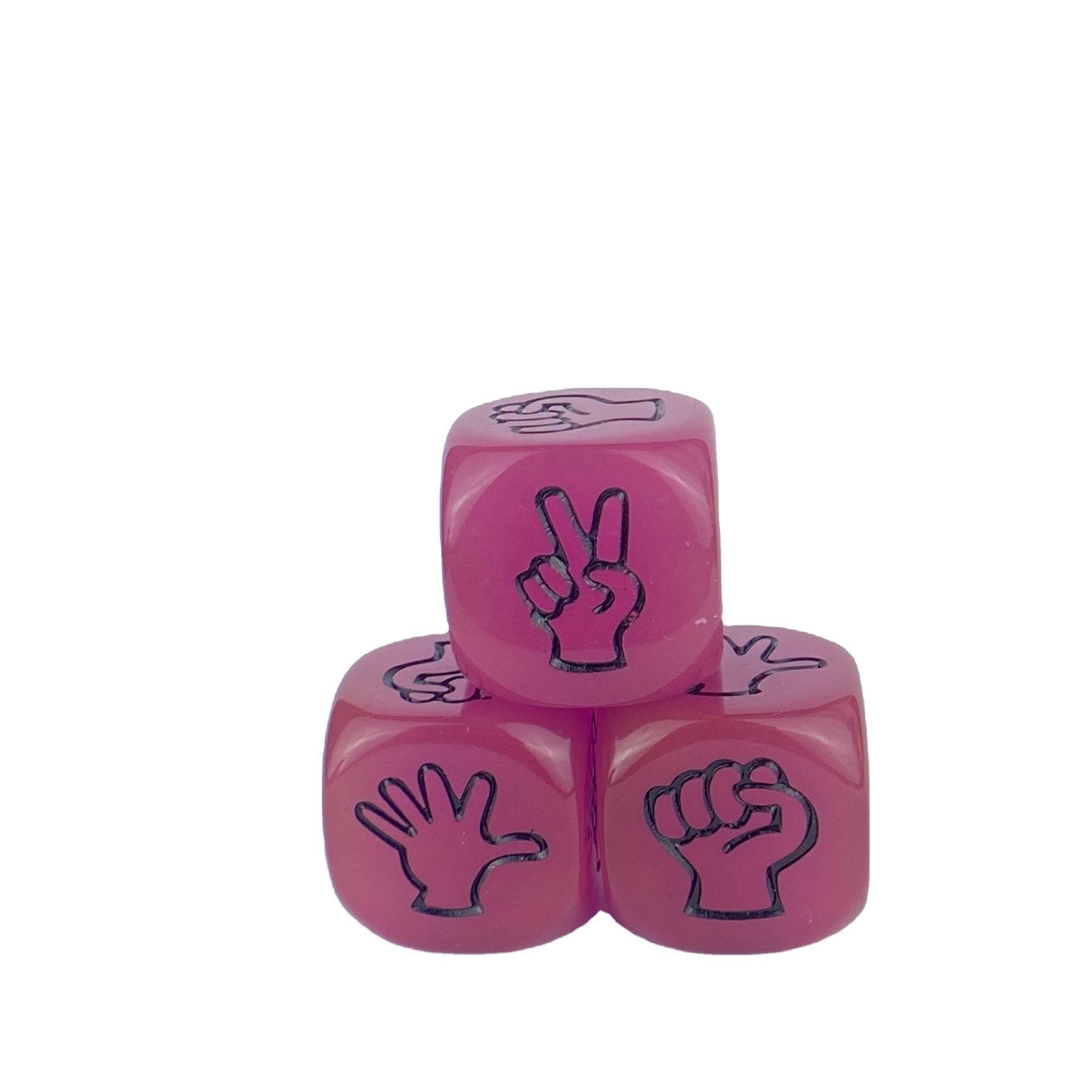 Luminous 20mm Acrylic PMMA Fluorescent Colors 6-Sided Rock Paper Scissors Hand Game D6 Finger Guessing Dice Cube for DND