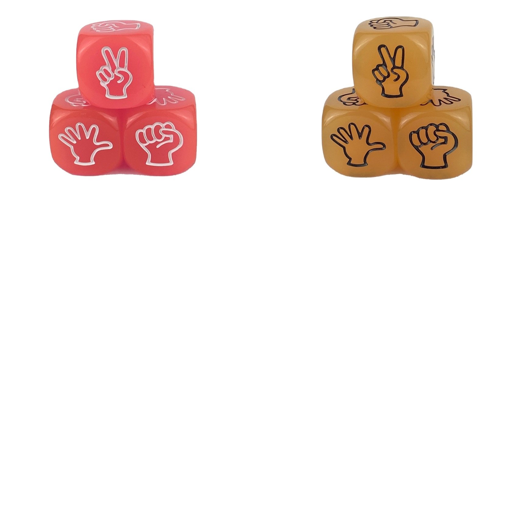 Luminous 20mm Acrylic PMMA Fluorescent Colors 6-Sided Rock Paper Scissors Hand Game D6 Finger Guessing Dice Cube for DND