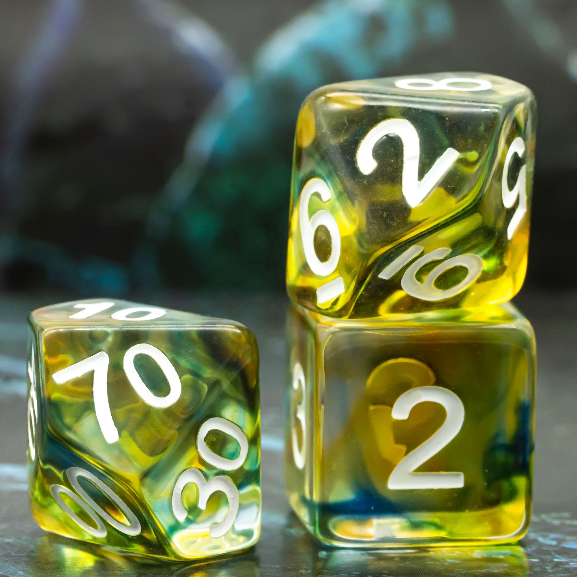 Udixi Plastic polyhedron dungeons and dragons resin rpg custom logo dice set Colored glaze Yellow