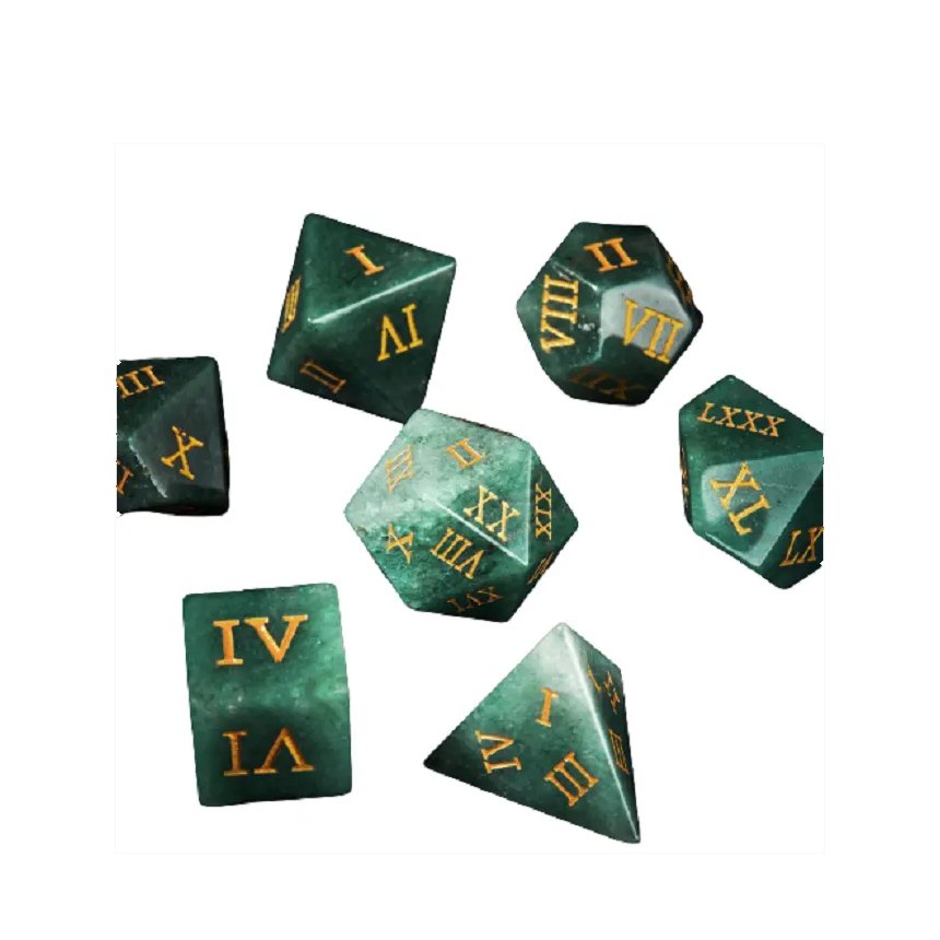 stone dice Green aventurine natural gemstone Engraved stone custom dice sets Vikings crystal stone dice natural gemstone