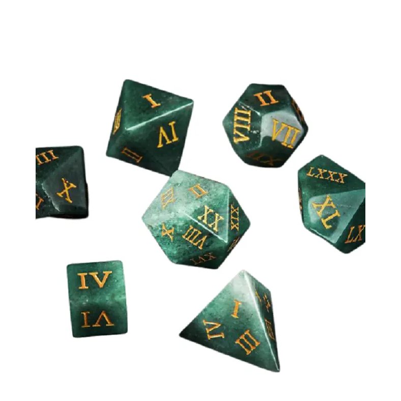 stone dice Green aventurine natural gemstone Engraved stone custom dice sets Vikings crystal stone dice natural gemstone