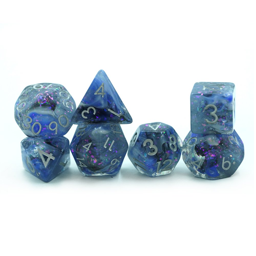 Wholesale customized Blue purple resin dice DND logo polyhedral resin soft edge dice cover