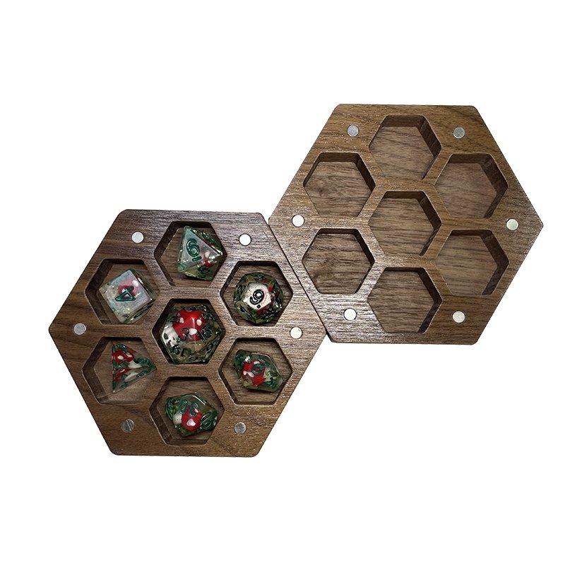 Factory Customized Wholesale Resin Metal Dnd Dice Gift Wooden Box DND Dice Storage Boxes Chessboard Game Dice Packaging Box