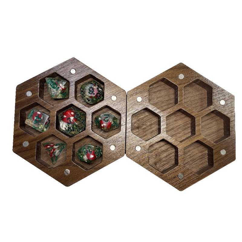 Factory Customized Wholesale Resin Metal Dnd Dice Gift Wooden Box DND Dice Storage Boxes Chessboard Game Dice Packaging Box