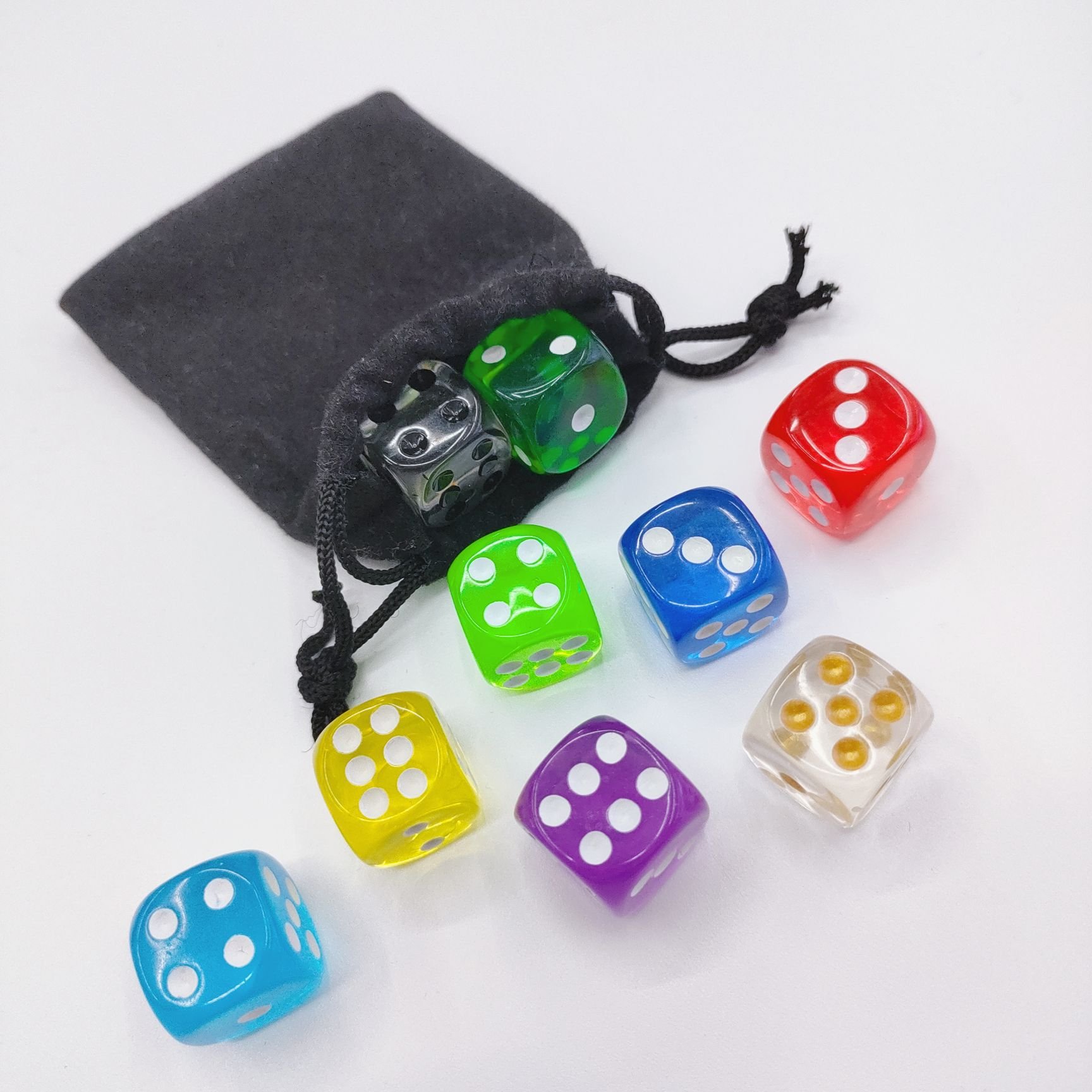 High Quality 16mm Transparent Acrylic Dice Casino Digital Custom 6 Sided Spot Board Game Dice Supplier Gambling Plastic Dice
