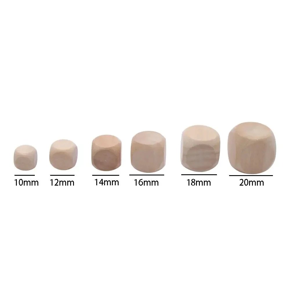 Unfinished Square Wooden Dice 6-Sided Art Table Dice with Rounded Corners for DIY Craft Projects
