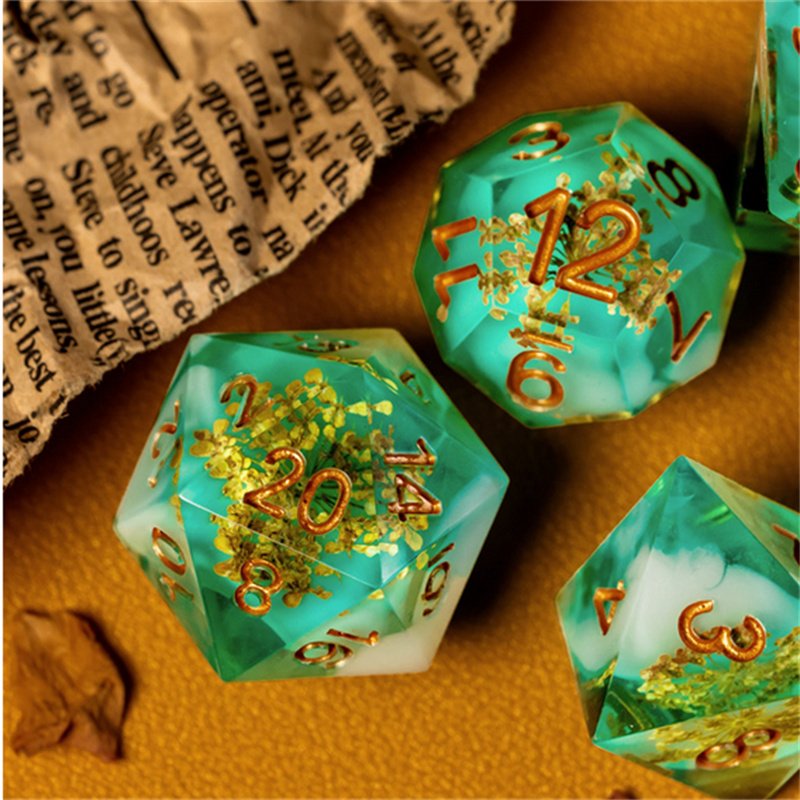 Udixi Custom Polyhedral Dice Ammi Sharp Edge Resin Dice rpg dnd Dungeons and Dragons Dice Set