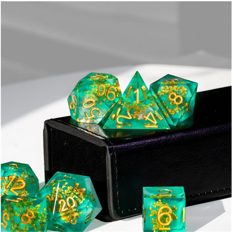 Udixi Custom Polyhedral Dice Ammi Sharp Edge Resin Dice rpg dnd Dungeons and Dragons Dice Set