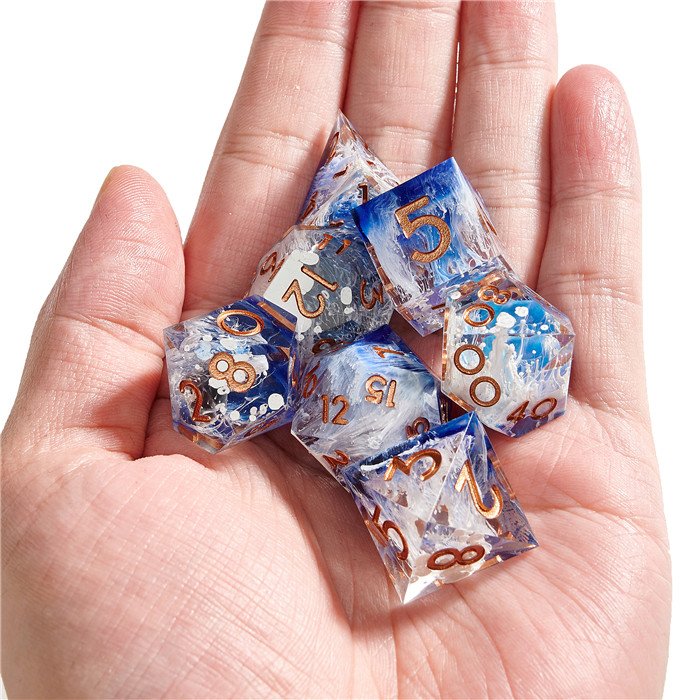7Pcs D6 D8 D10 D12 D20 dnd Polyhedral Dice Set Resin Dices sharp dice