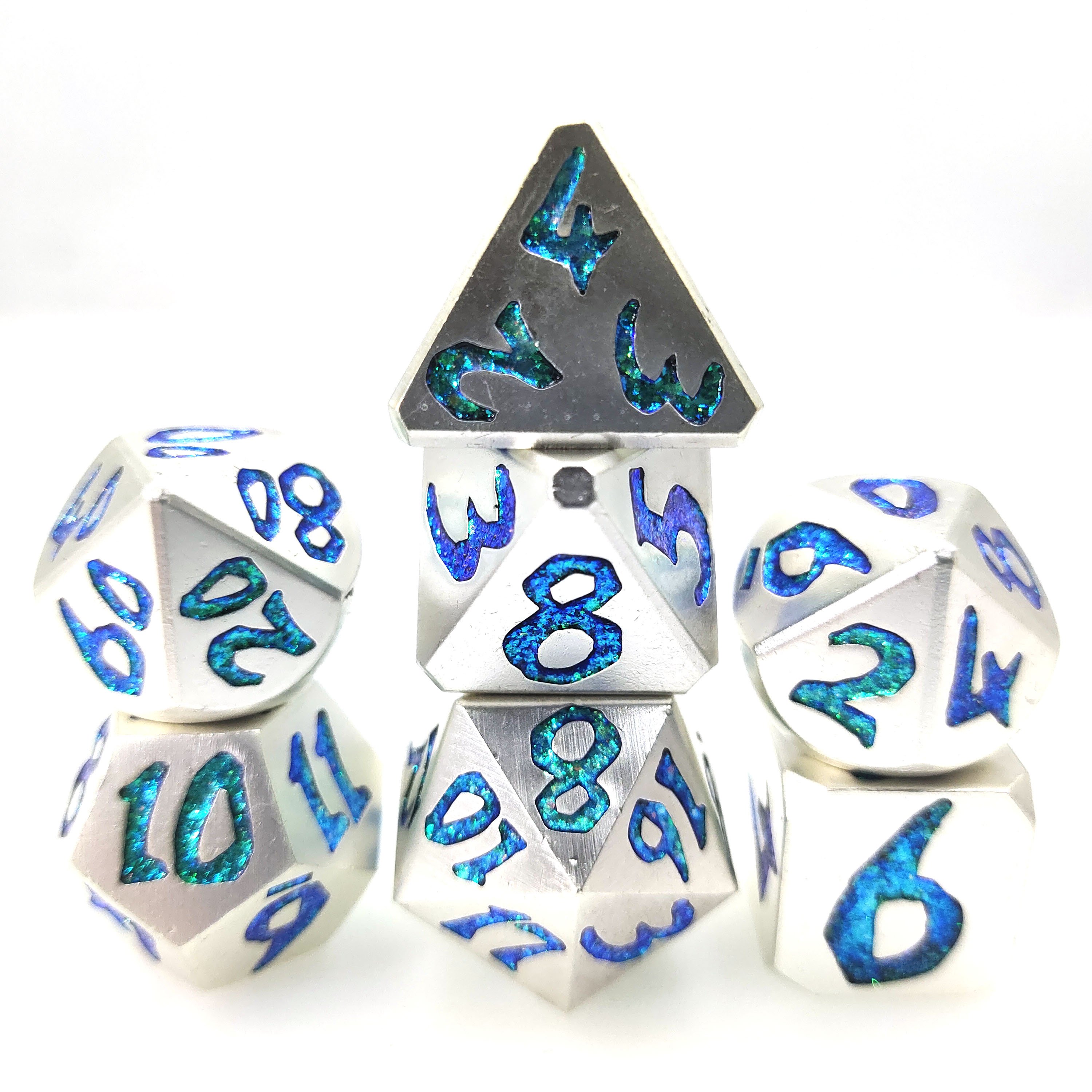 Wholesale Customized High Quality Metal Dice Set Color powder process of big dragon scales series for DND Game