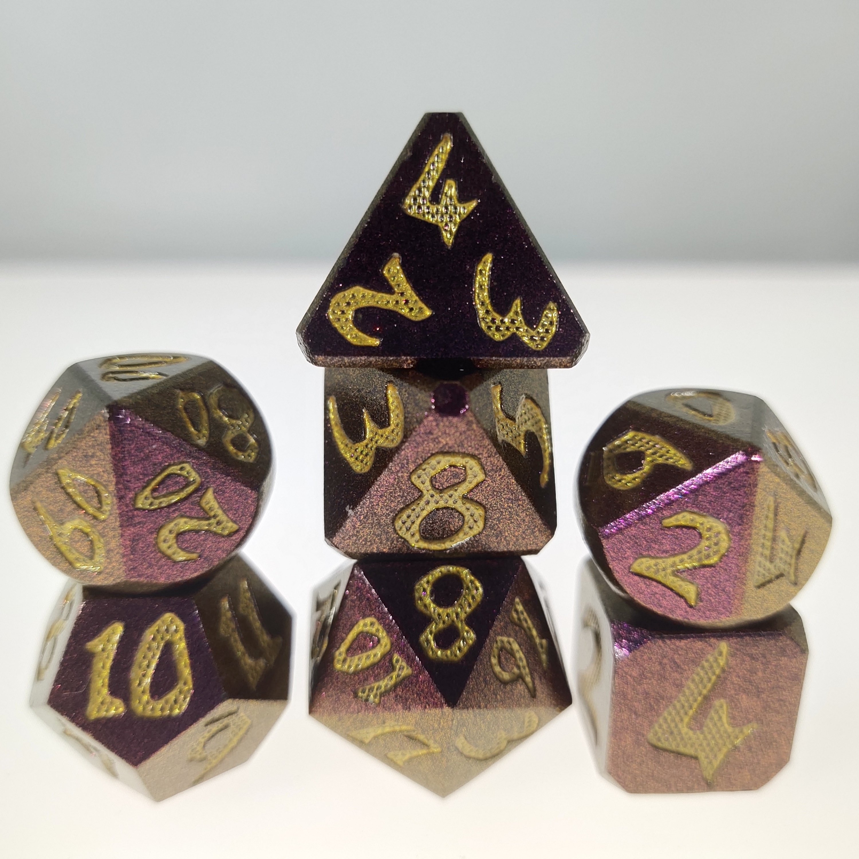 Wholesale Customized High Quality Metal Dice Set Color powder process of big dragon scales series for DND Game