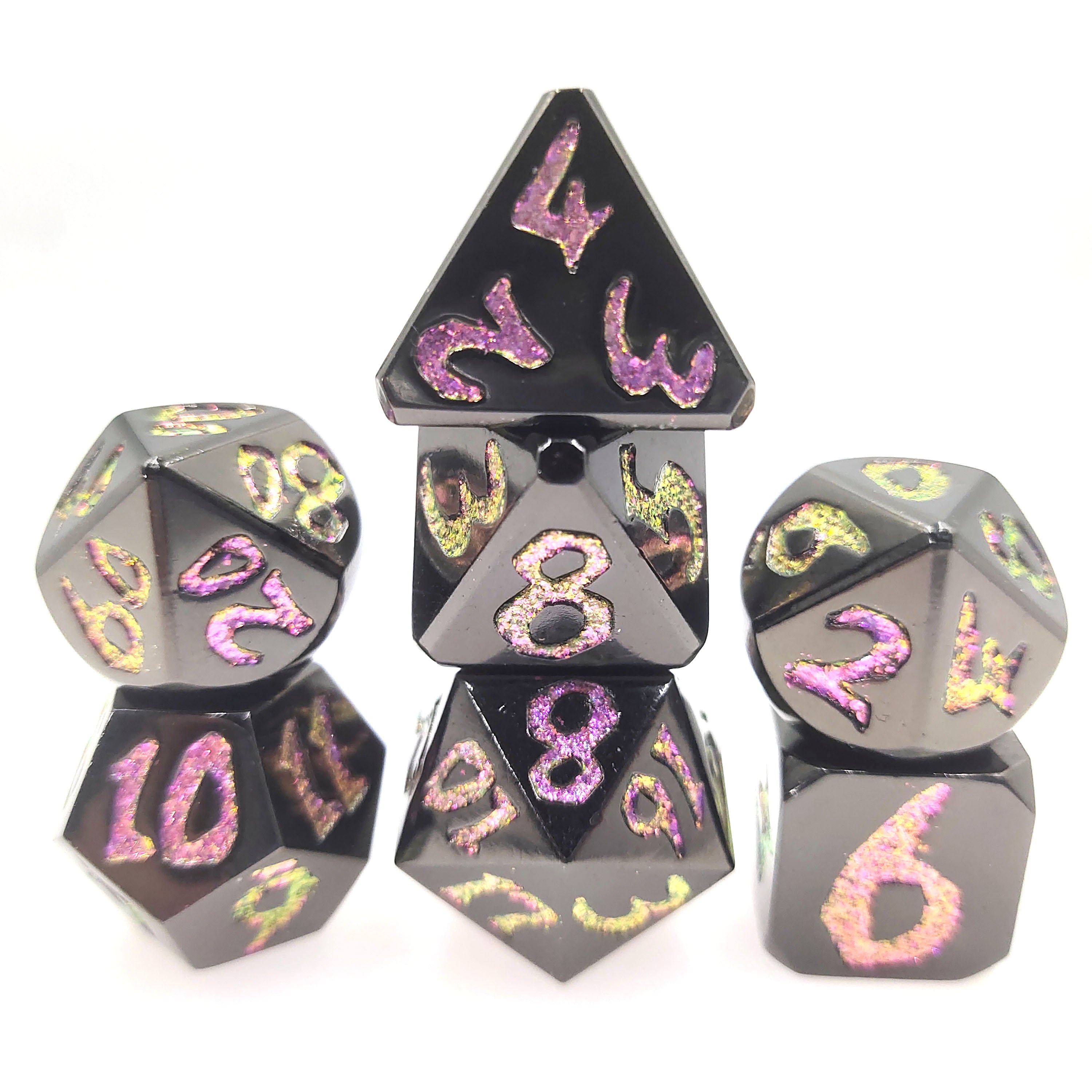 Wholesale Customized High Quality Metal Dice Set Color powder process of big dragon scales series for DND Game