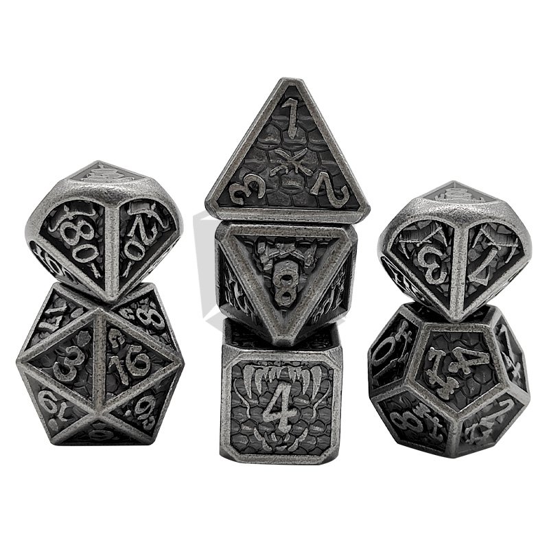 Polyhedral metal dice metal dnd 7 pcs polyhedral dice set d6 d20 d4 d10 d12 Dungeons and Dragons dice