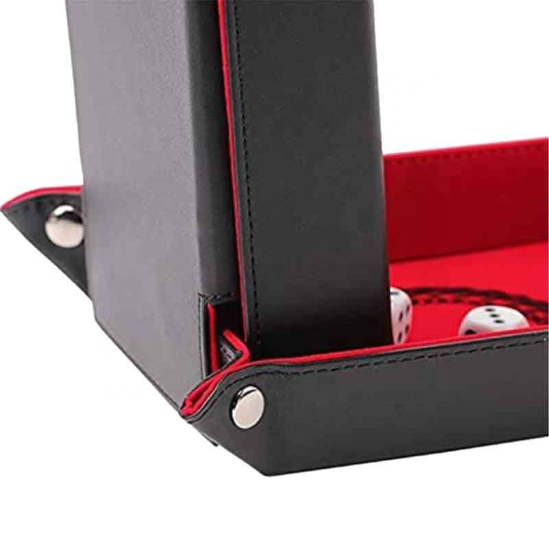Customized Personalized Durable Pvc Leather Folding Dice Tower Rolling Tray Compatible