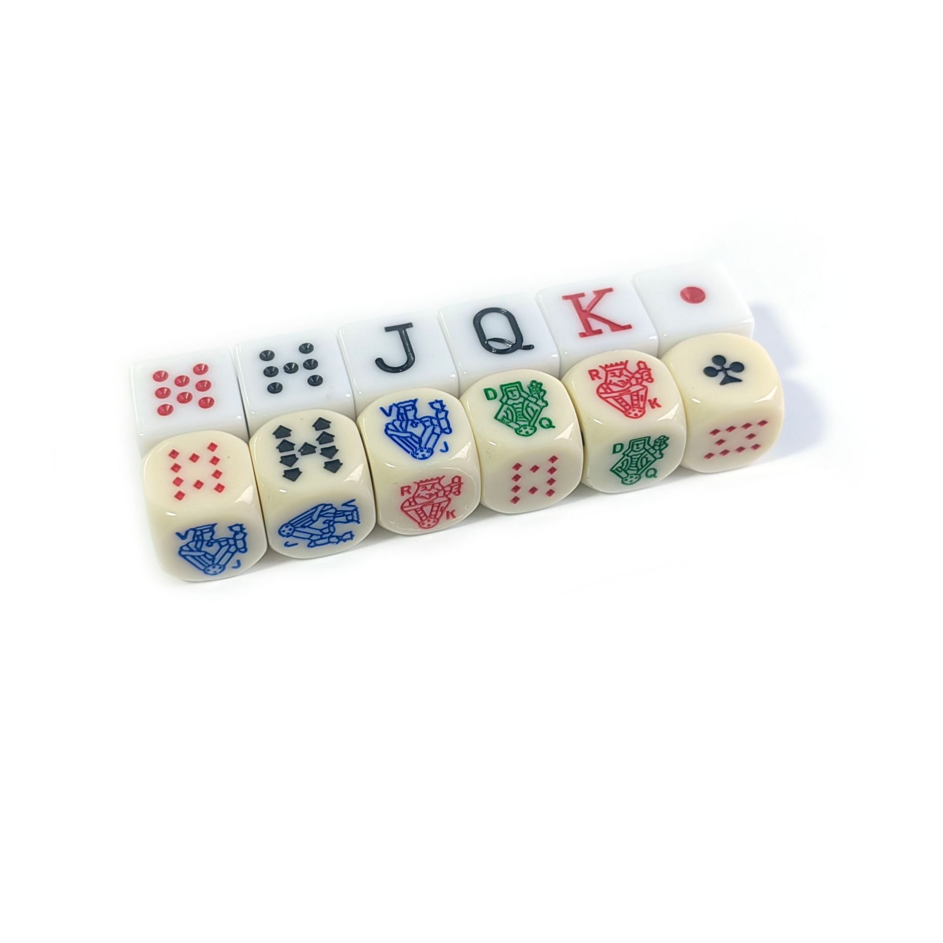 Wholesale customized 16mm Poker Dice Ivory Tone Multicolored Characters Rounded Corners Dice