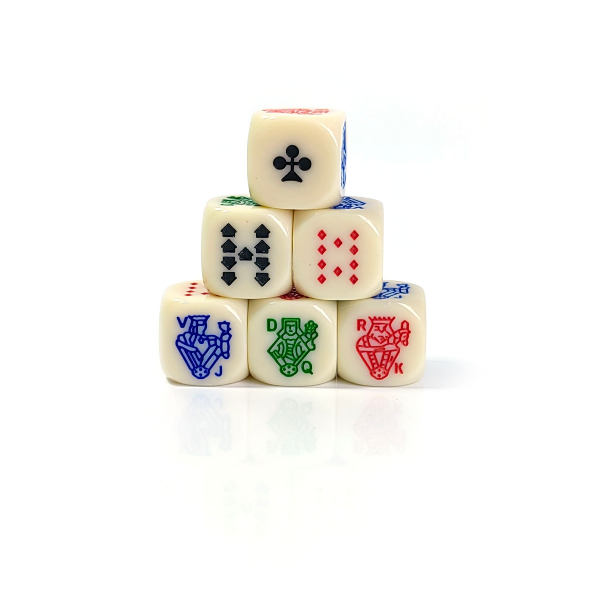 Wholesale customized 16mm Poker Dice Ivory Tone Multicolored Characters Rounded Corners Dice