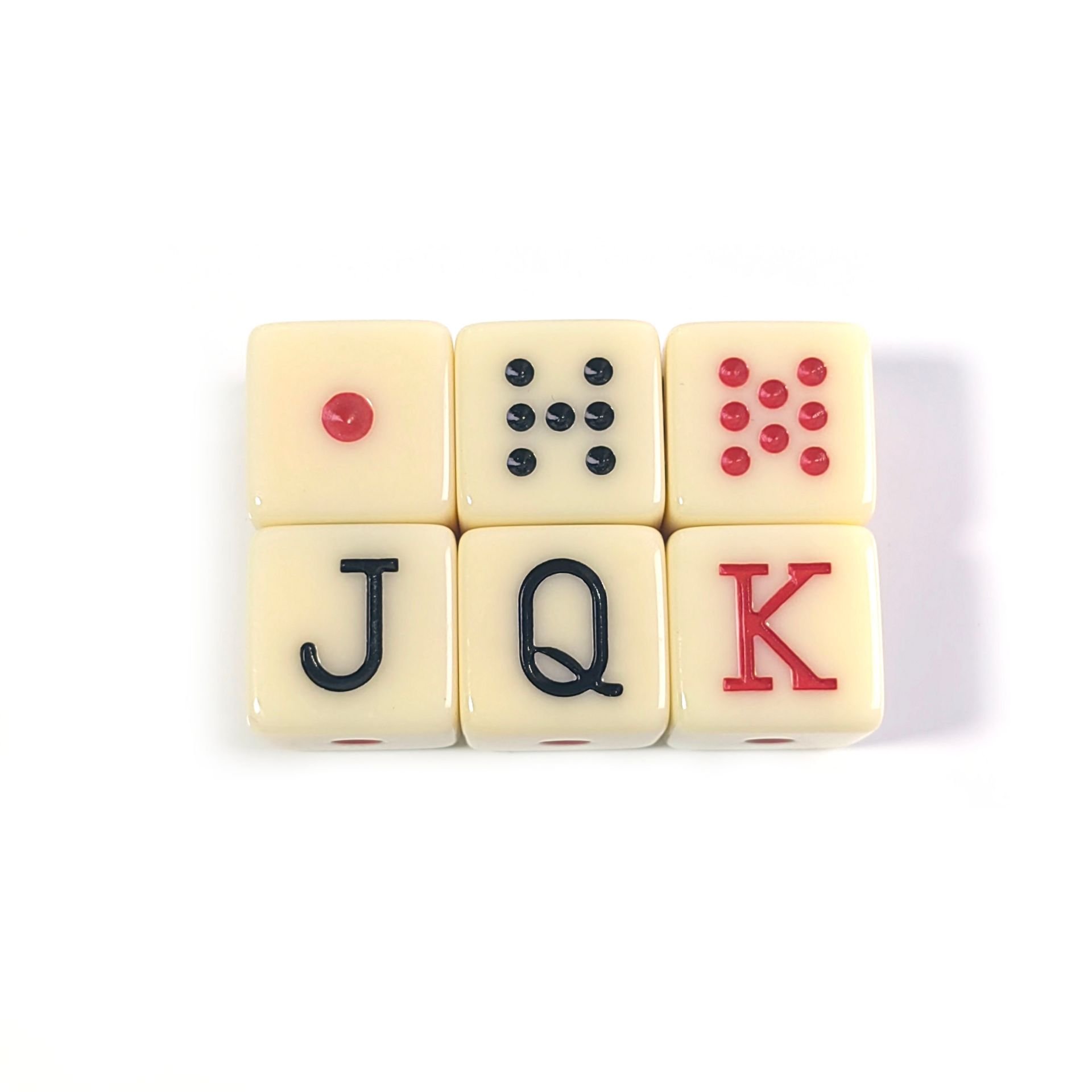 Wholesale customized 16mm Poker Dice Ivory Tone Multicolored Characters Rounded Corners Dice