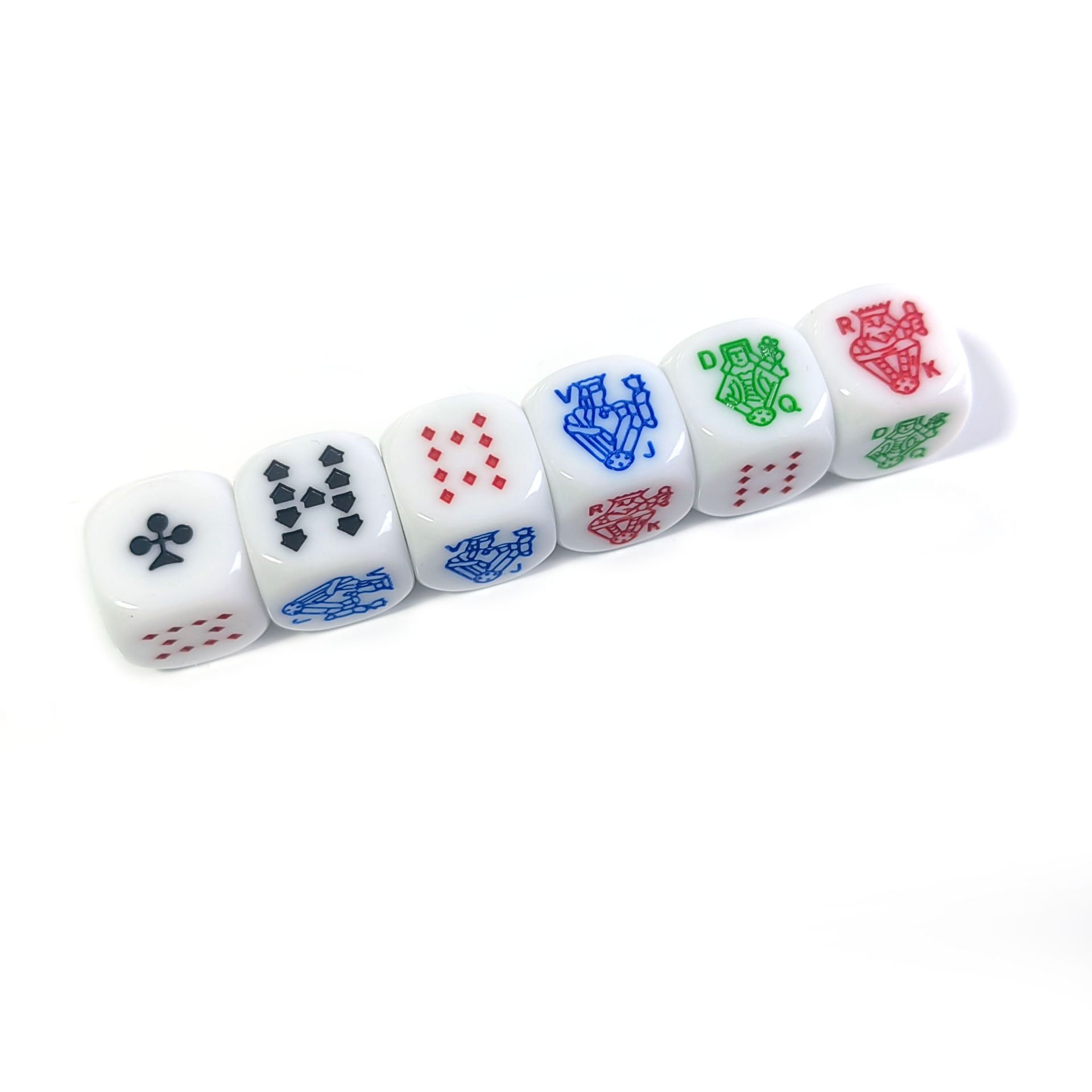 Wholesale customized 16mm Poker Dice Ivory Tone Multicolored Characters Rounded Corners Dice