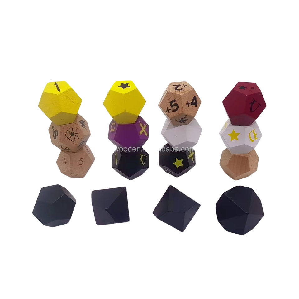 factory Promotional wooden cube Custom Standard 6 Sided 16mm wood Board Game D6 Dice Theme Party Blank Black Dice For Toy Gifts
