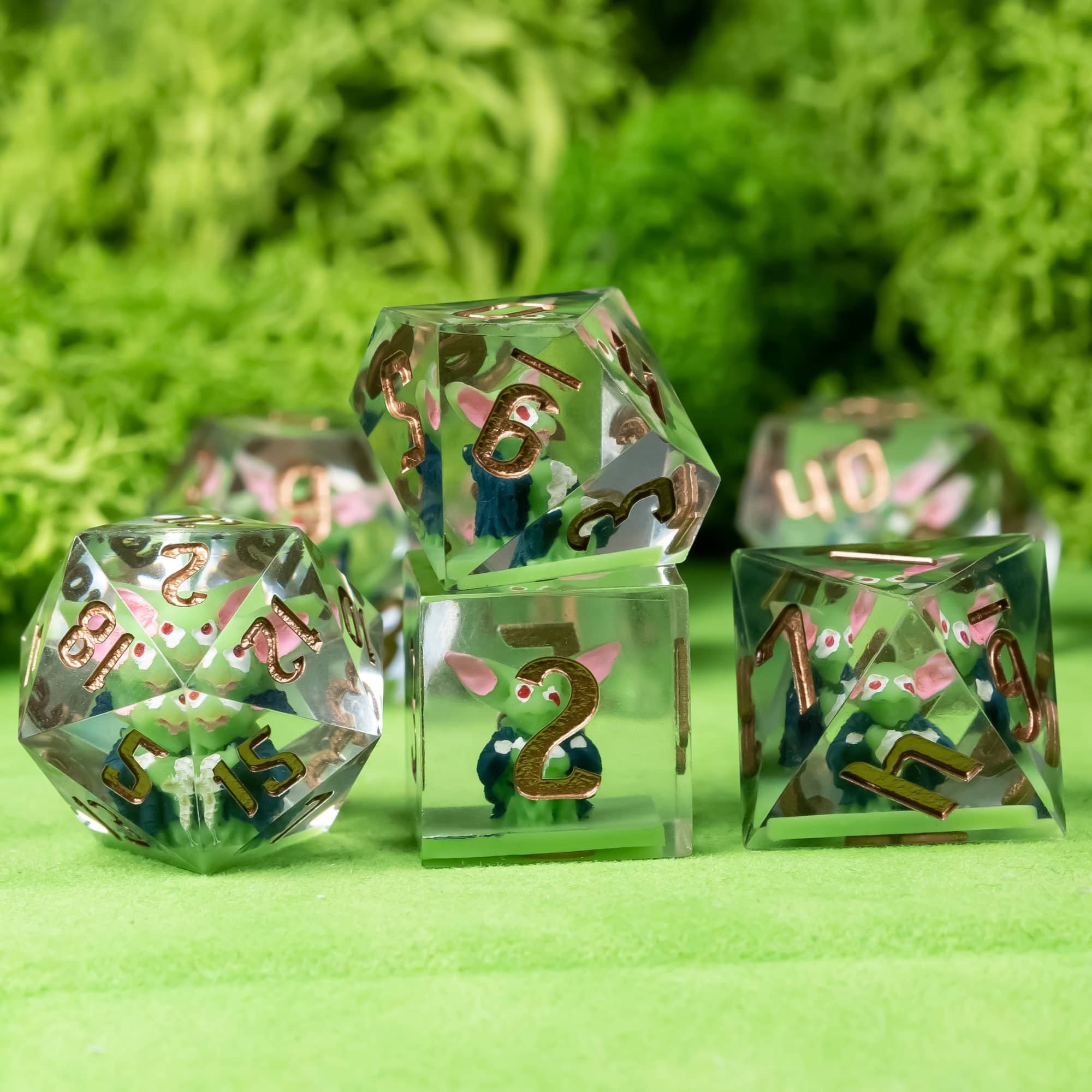 Udixi Polyhedral custom logo rpg dungeons and dragons resin sharp edge sides dice Goblin