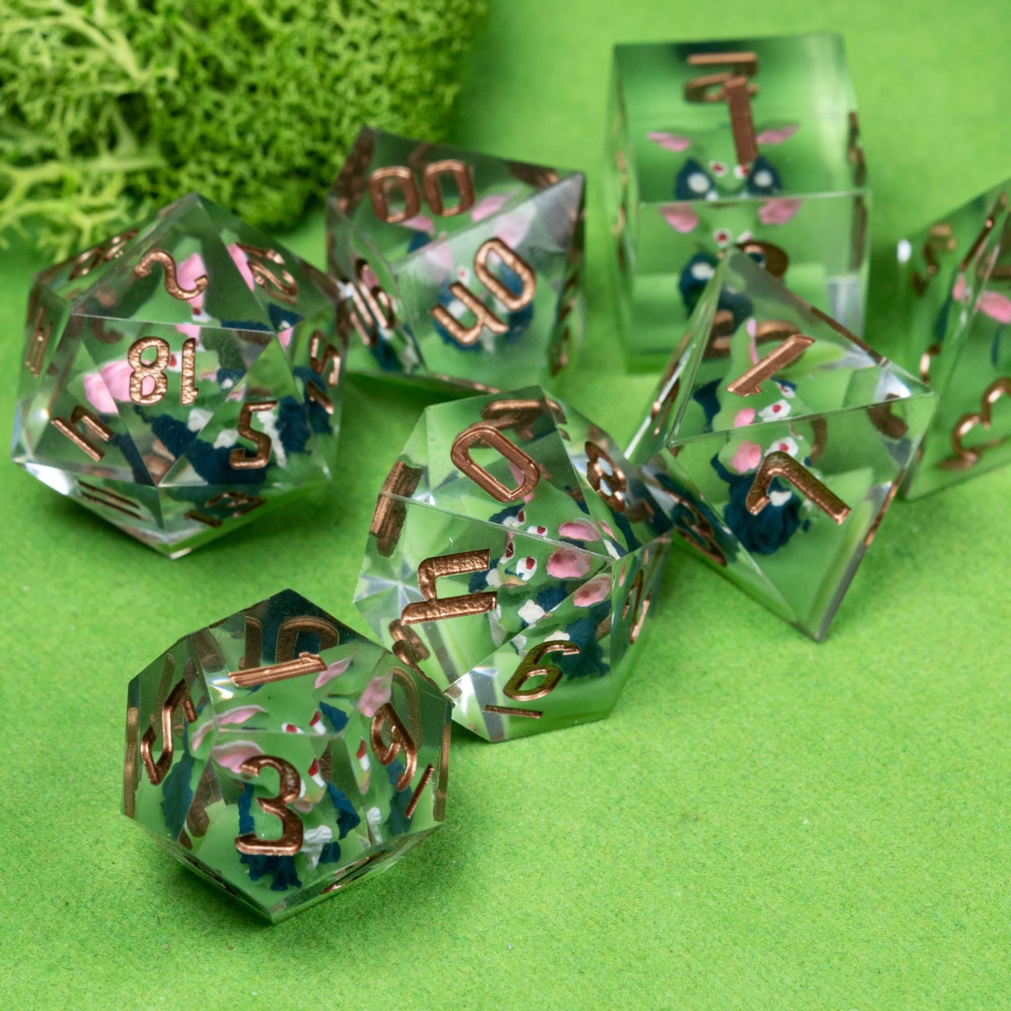 Udixi Polyhedral custom logo rpg dungeons and dragons resin sharp edge sides dice Goblin