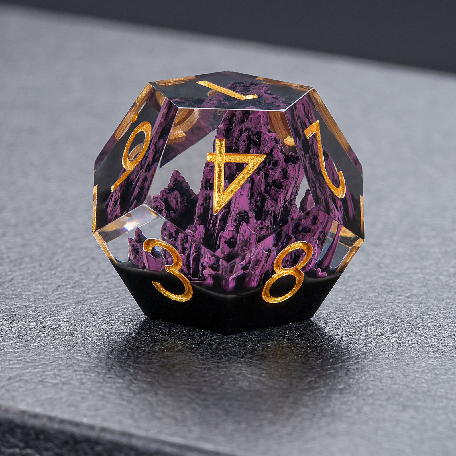 Wholesale Sharp Dice Role-playing Game Purple Clear Resin With Mountain Custom Sharp Edge Dice Set For Dnd