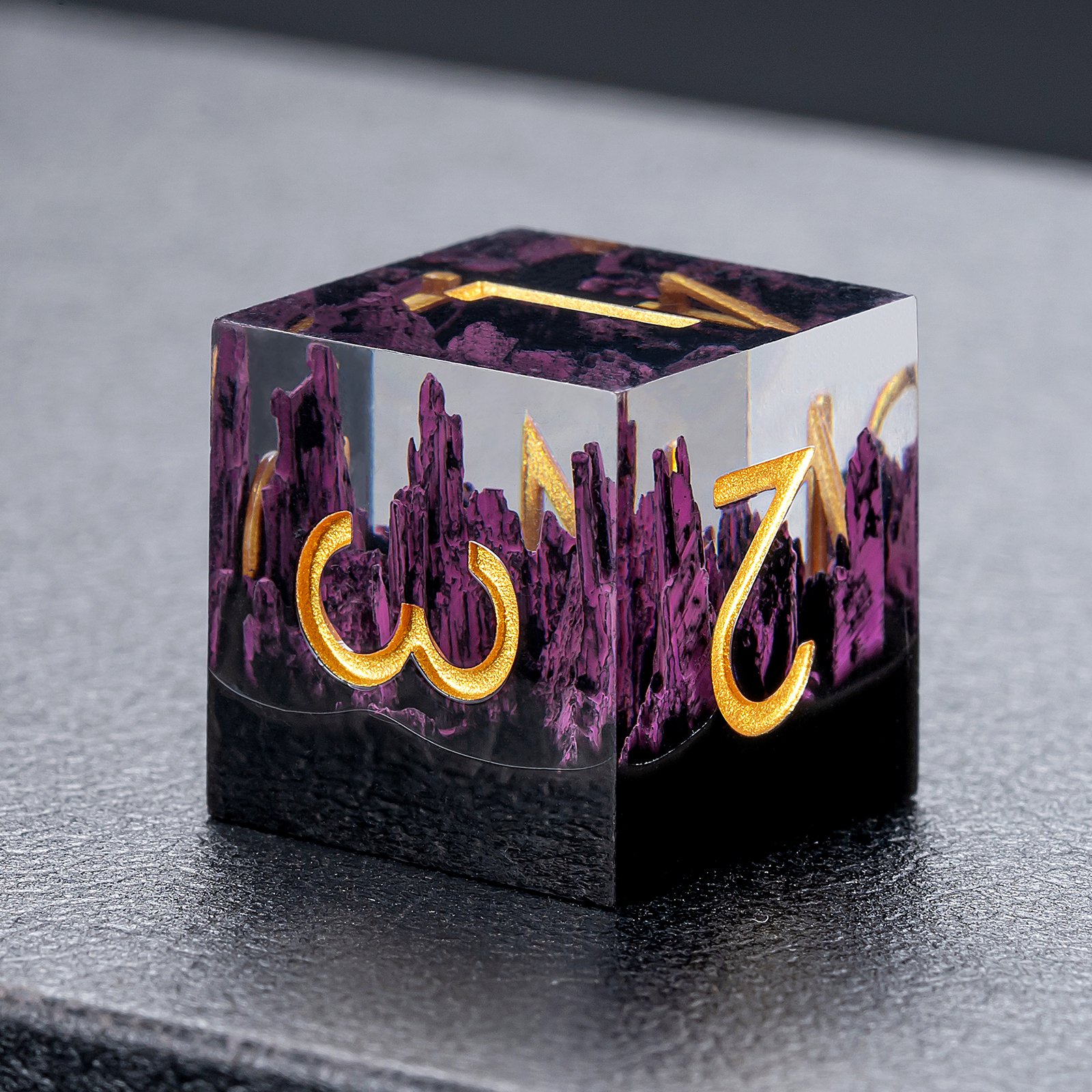 Wholesale Sharp Dice Role-playing Game Purple Clear Resin With Mountain Custom Sharp Edge Dice Set For Dnd