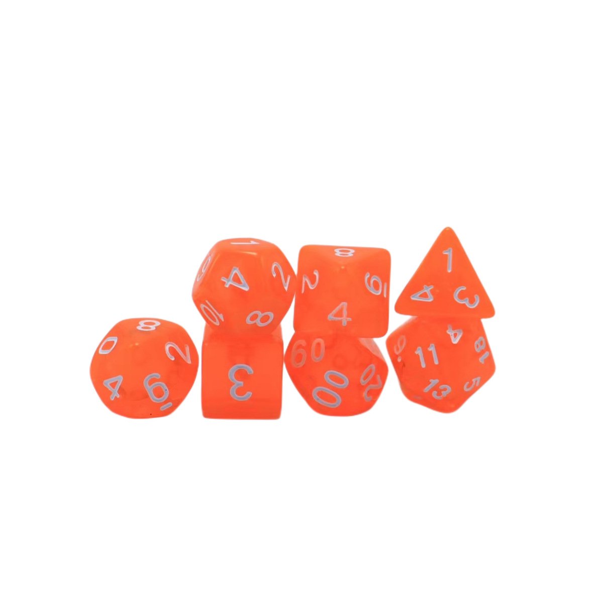 Custom Color Transparent Plastic Dice Set 7 Dice for Gifts