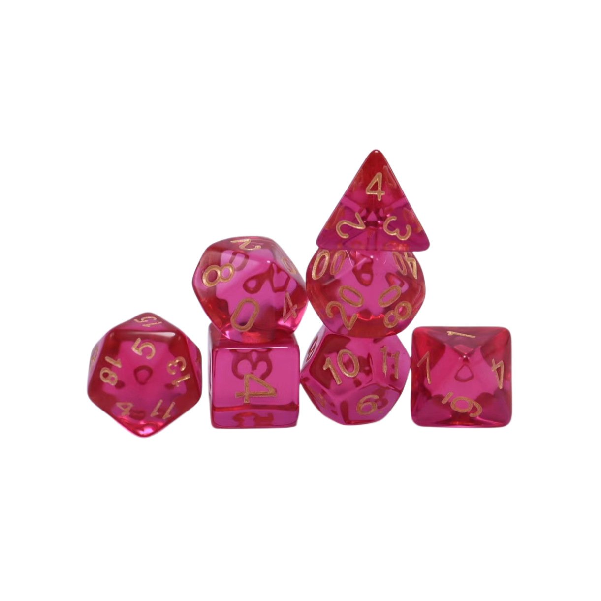 Custom Color Transparent Plastic Dice Set 7 Dice for Gifts