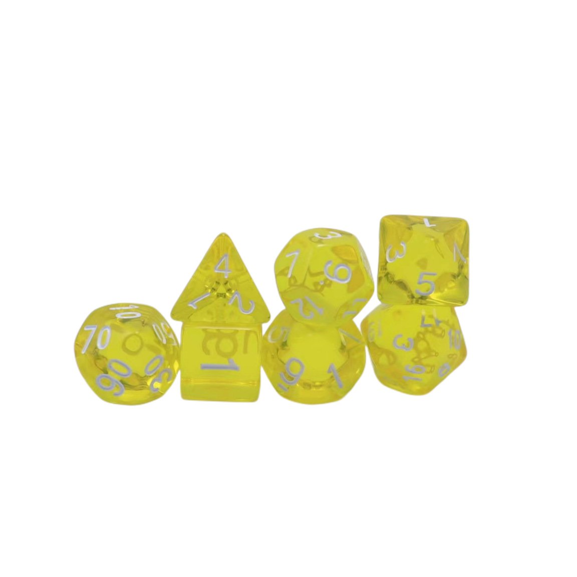 Custom Color Transparent Plastic Dice Set 7 Dice for Gifts
