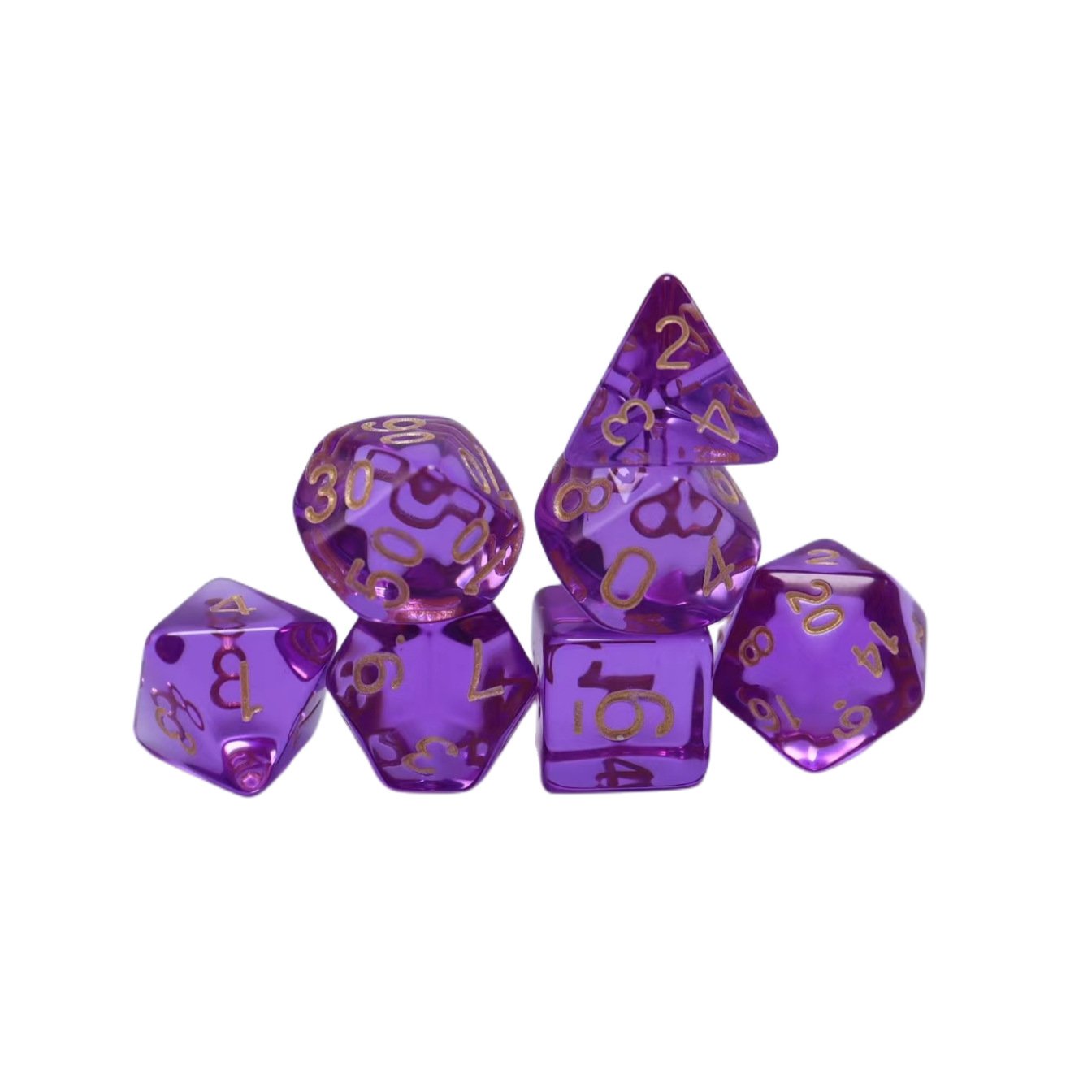 Custom Color Transparent Plastic Dice Set 7 Dice for Gifts