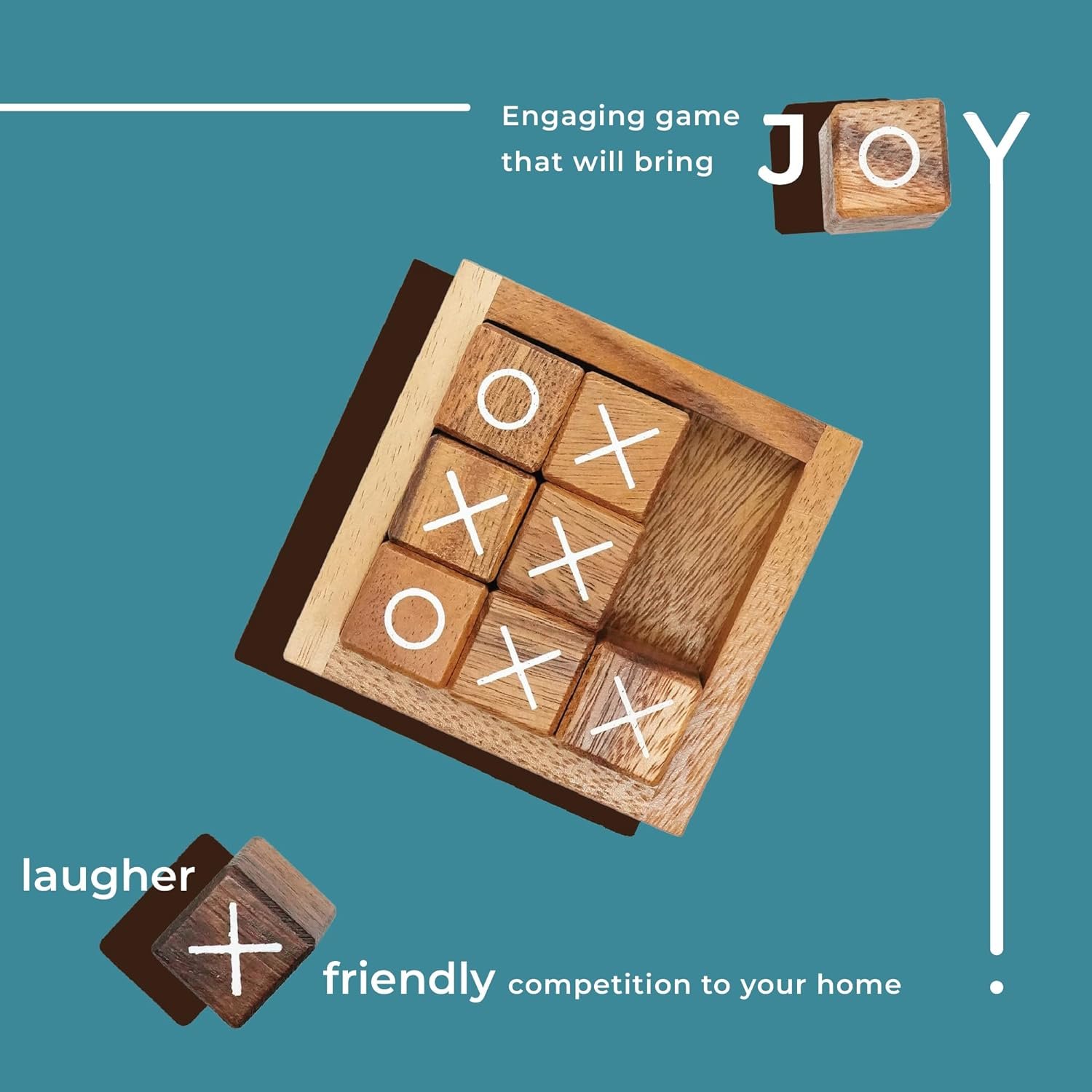 Custom Kids and Adults Family Games Night Classic Board Games Wood Rustic Tic Tac Toe Customizable Dice Set
