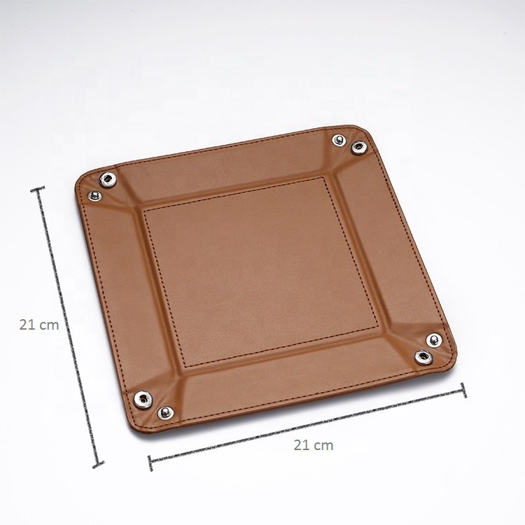 Laserable Leather Board Game Accessories Snap Foldable RPG Dice Rolling Customize DnD Dice Tray