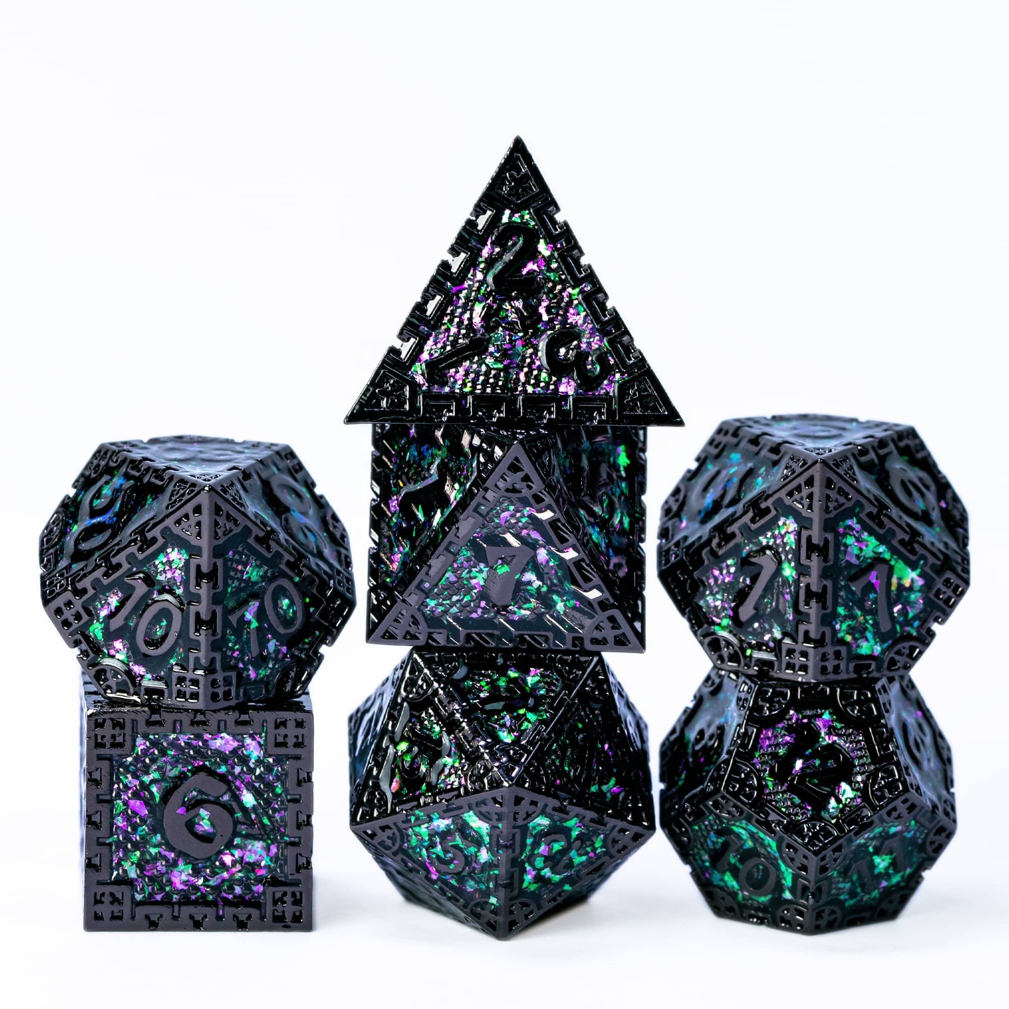 Udixi Polyhedral custom logo rpg dungeons and dragons metal dice game set Green